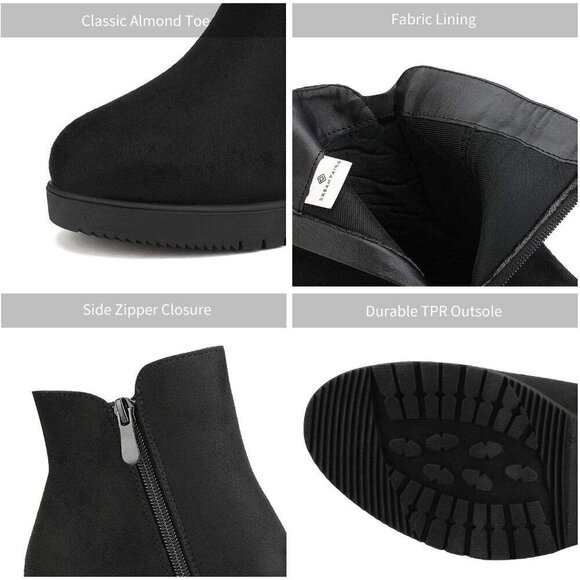 DREAM PAIRS Women's Ankle Boots Black Suede Booties Shoes - Picture 3 of 7